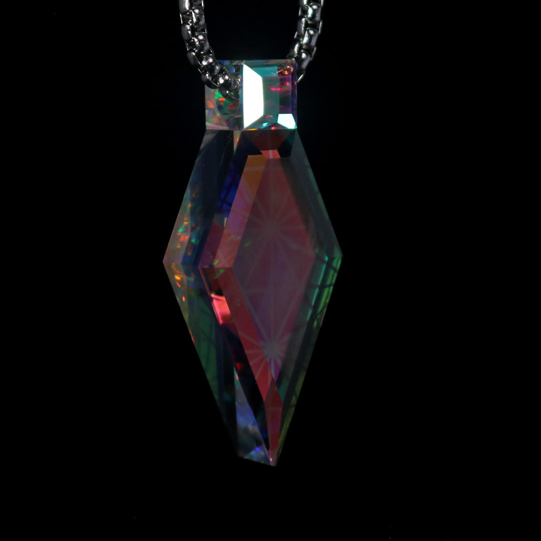 Faceted Deco Crystal Opal Pendant