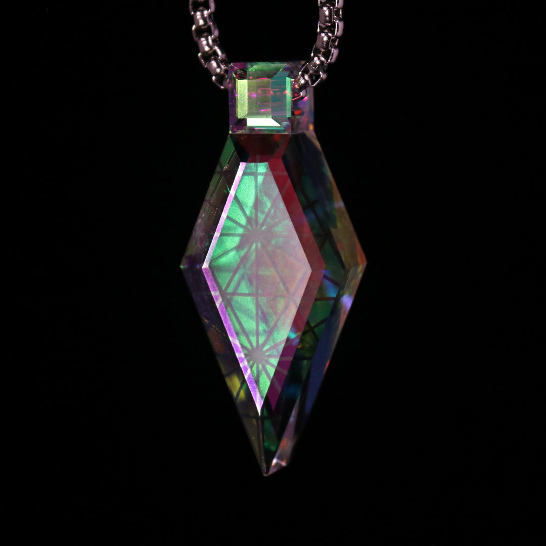 Faceted Deco Crystal Opal Pendant