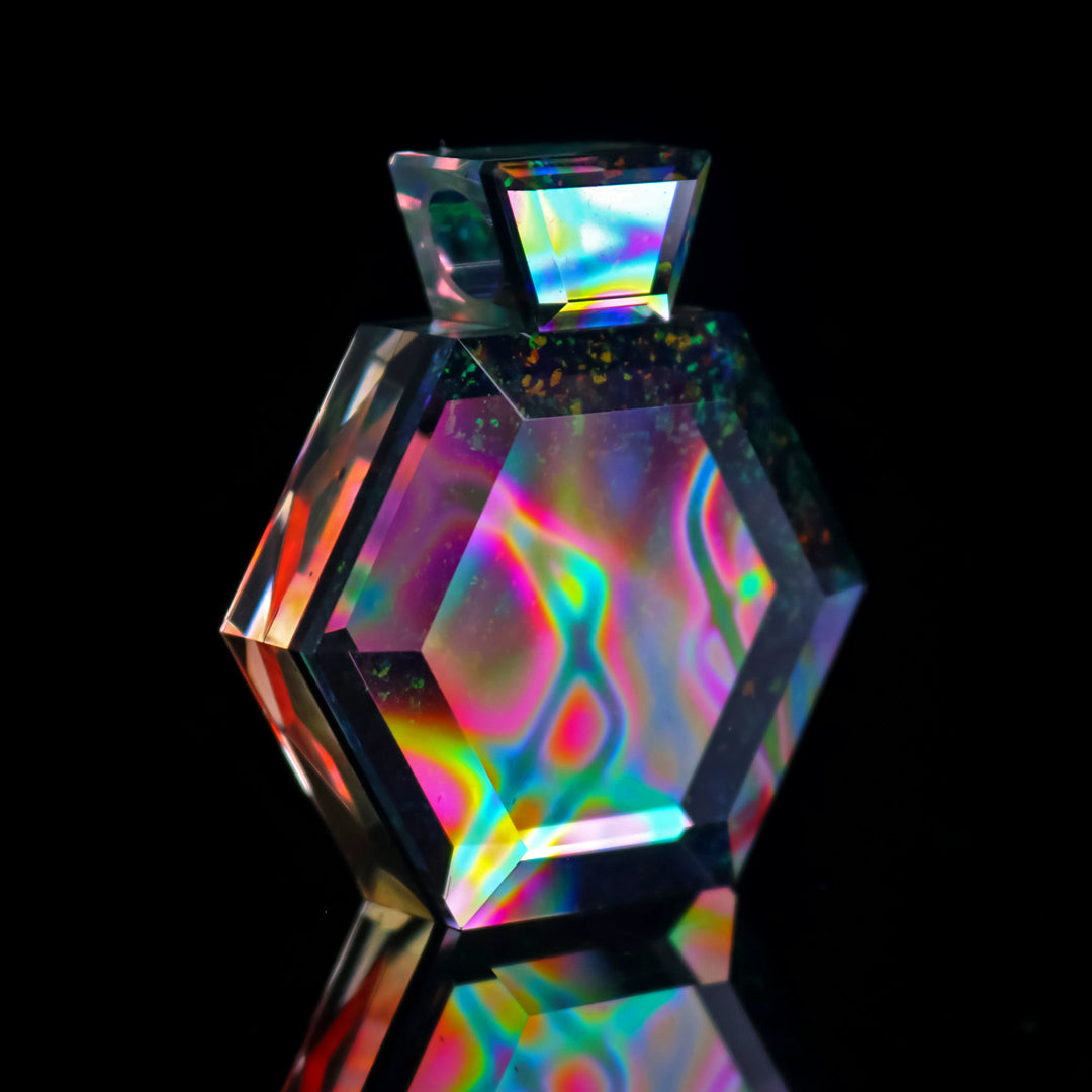 Faceted Casto Holo Hexagon Opal Pendant Collab