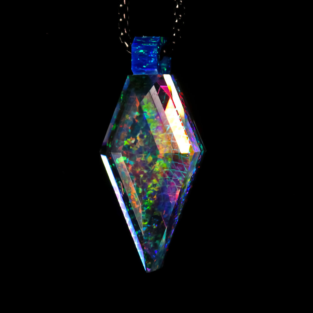 Faceted Dichro Grid Crystal Opal Pendant