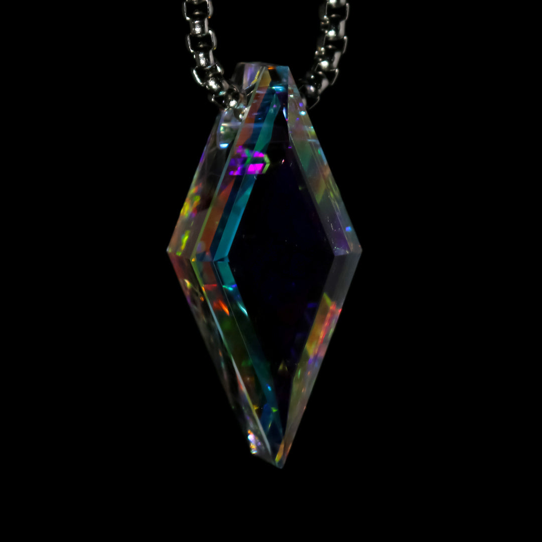 Faceted IsoGrid Crystal Opal Pendant