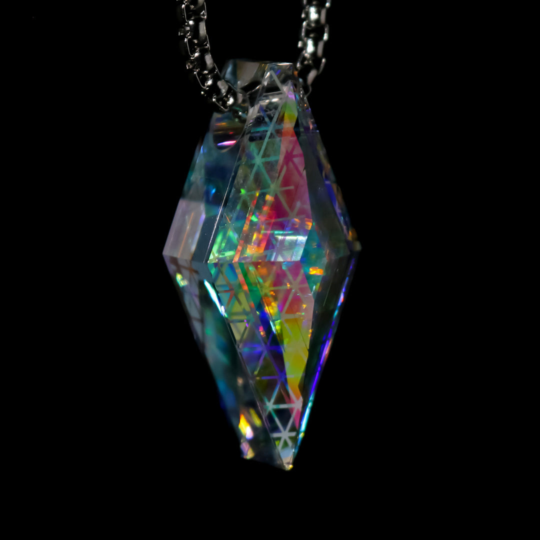 Faceted IsoGrid Crystal Opal Pendant