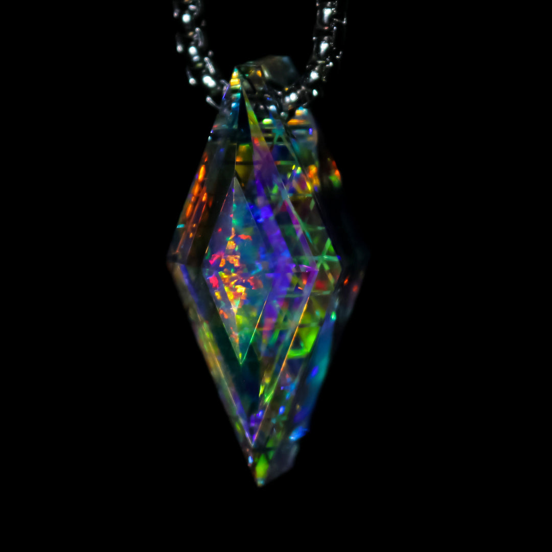 Faceted IsoGrid Crystal Opal Pendant