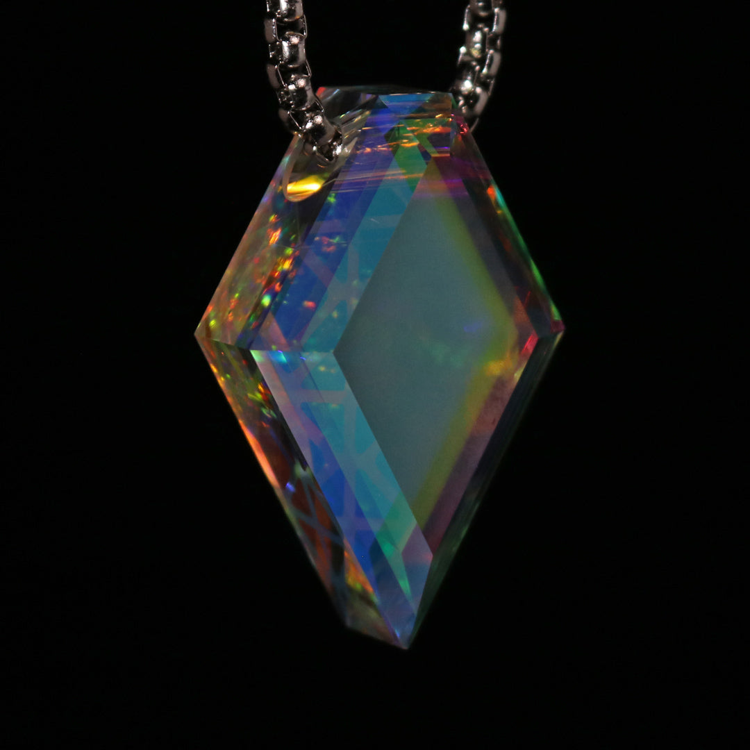 Faceted Deco Diamond Opal Pendant