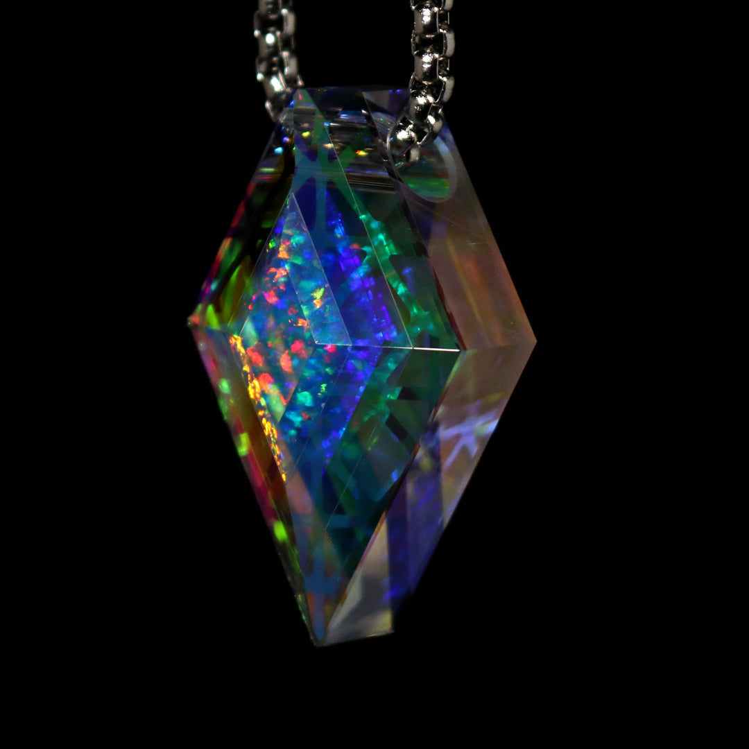 Faceted Deco Diamond Opal Pendant