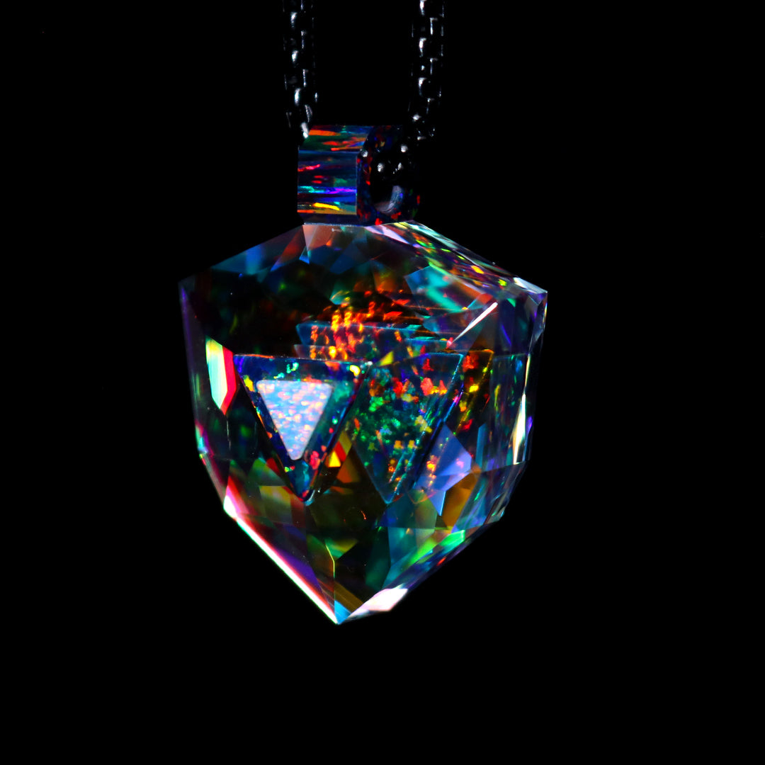 Faceted Dichro Infinity Opal Pendant