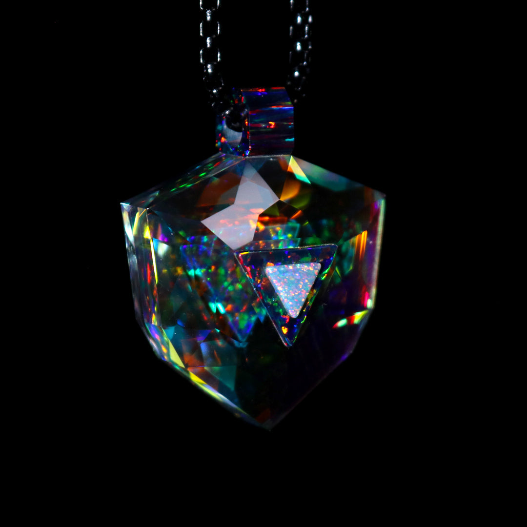 Faceted Dichro Infinity Opal Pendant