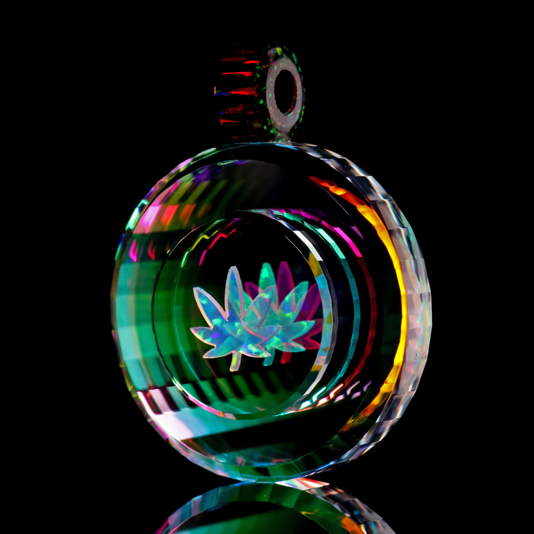 Faceted Leaf Portal Dichro Infinity Pendant