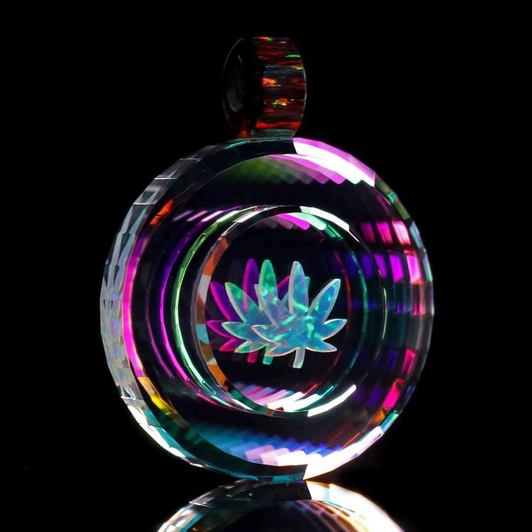 Faceted Leaf Portal Dichro Infinity Pendant