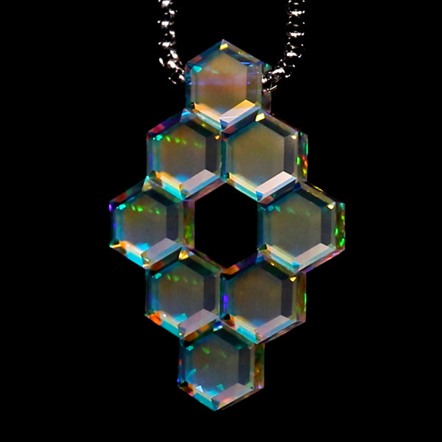 Faceted Hexagon Opal Cluster Pendant