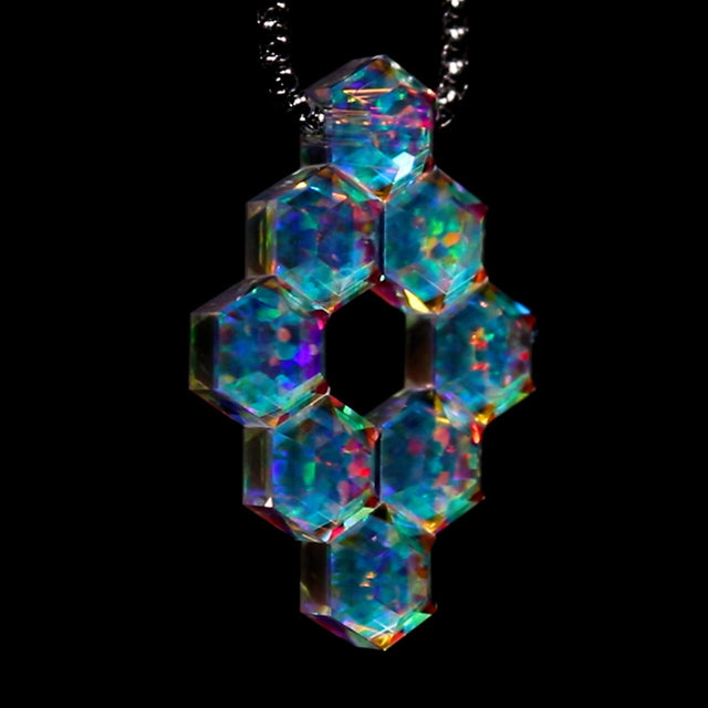 Faceted Hexagon Opal Cluster Pendant