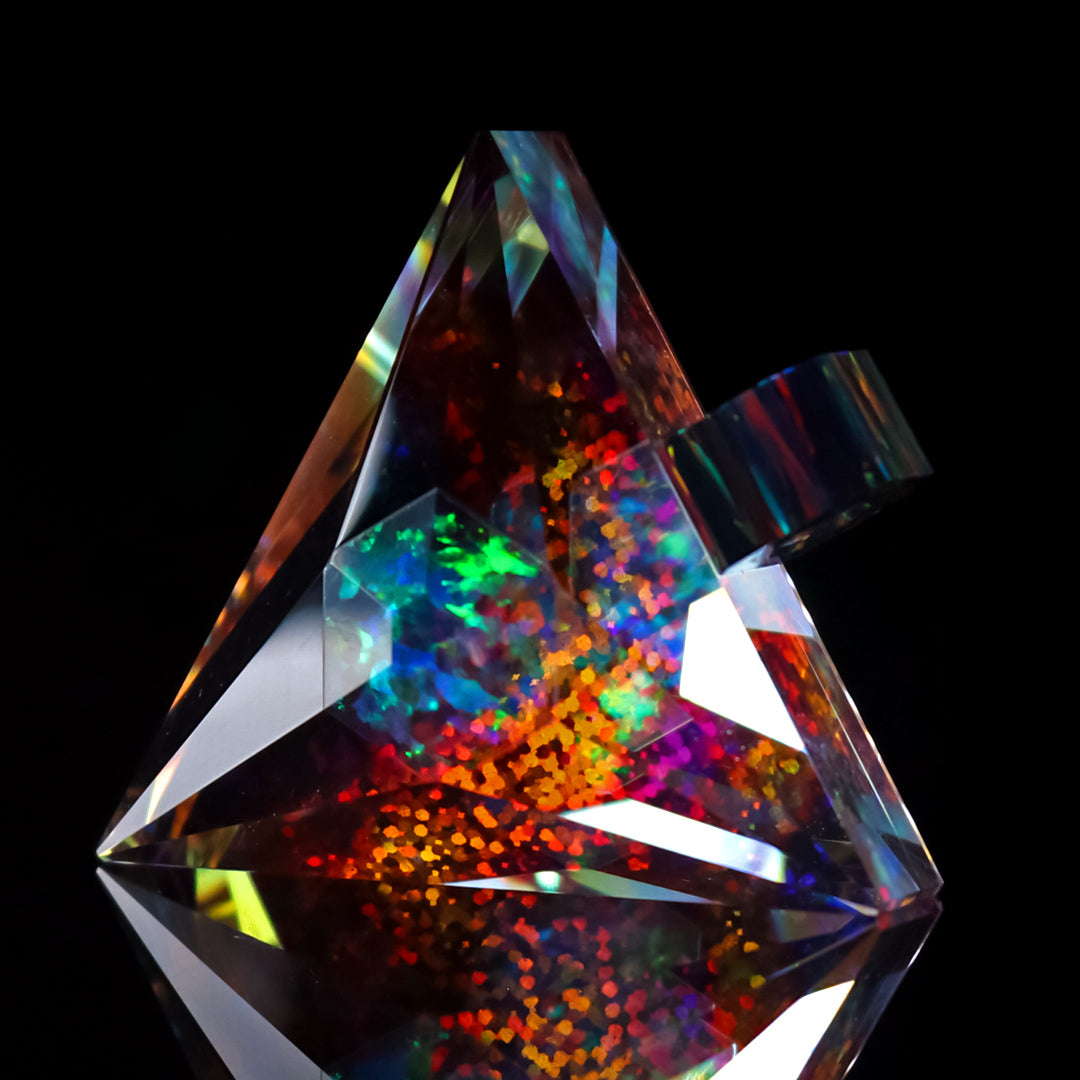 Faceted Holographic Opal Triangle Pendant