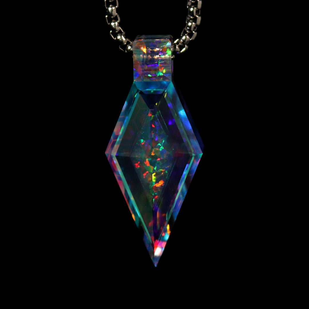 Faceted Honeycomb Crystal Opal Pendant