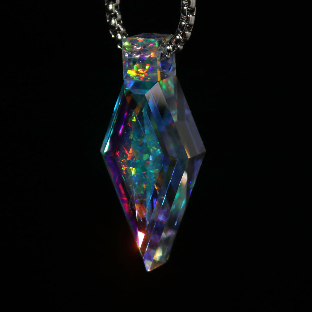 Faceted Honeycomb Crystal Opal Pendant