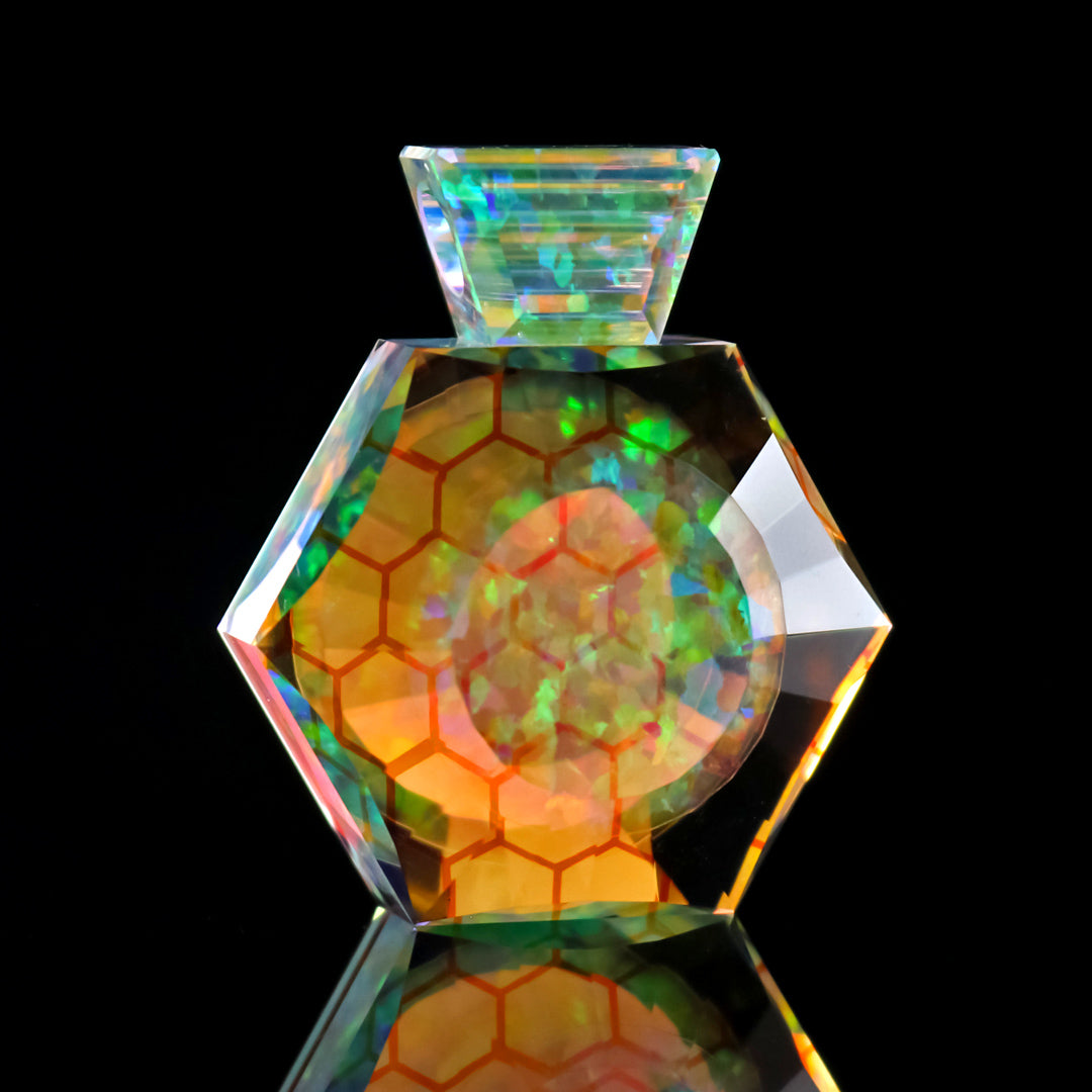 Faceted Honeycomb Hexagon Opal Pendant