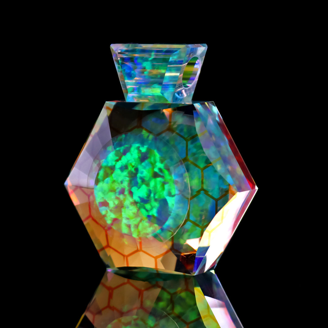 Faceted Honeycomb Hexagon Opal Pendant