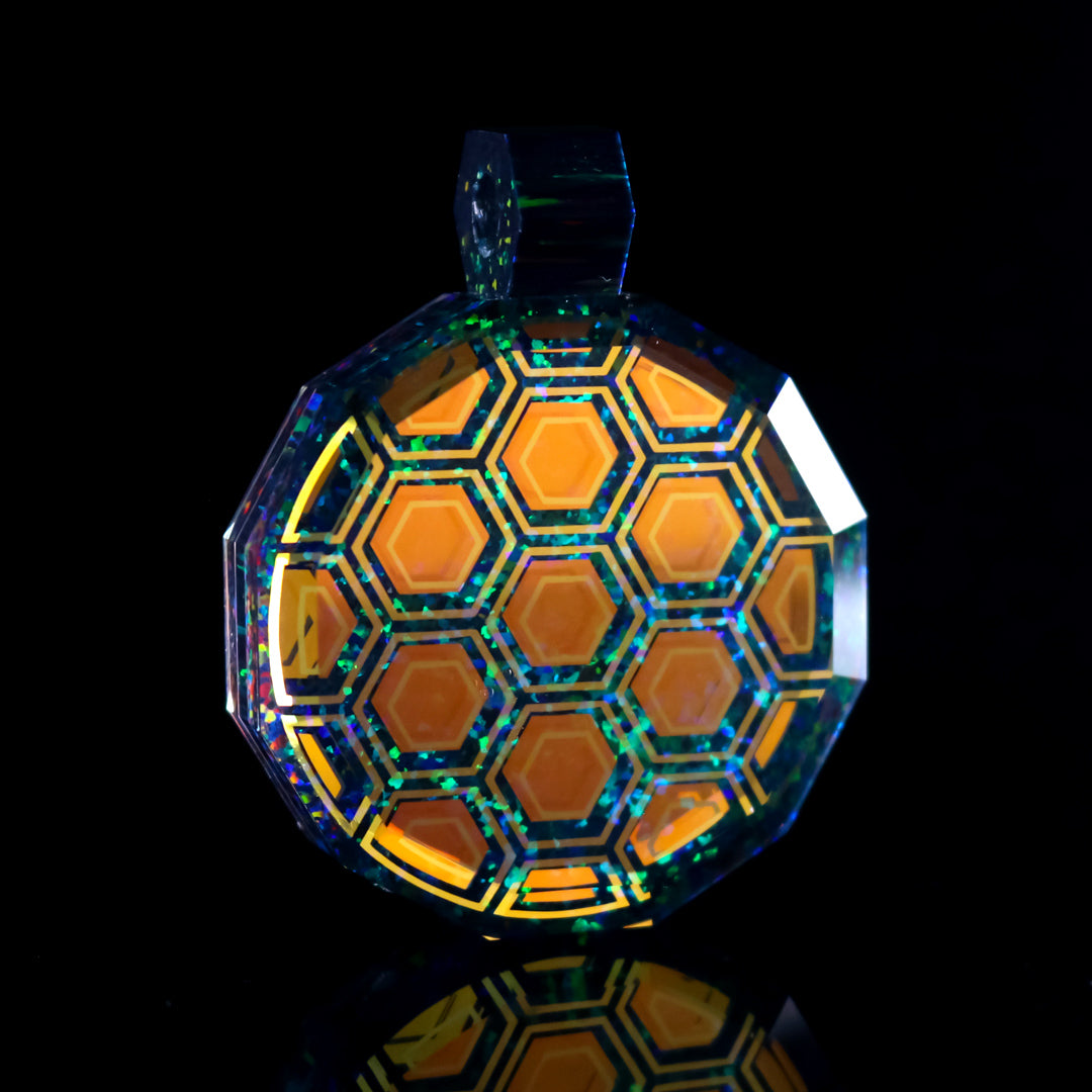 Faceted 3D Honeycomb Opal Pendant