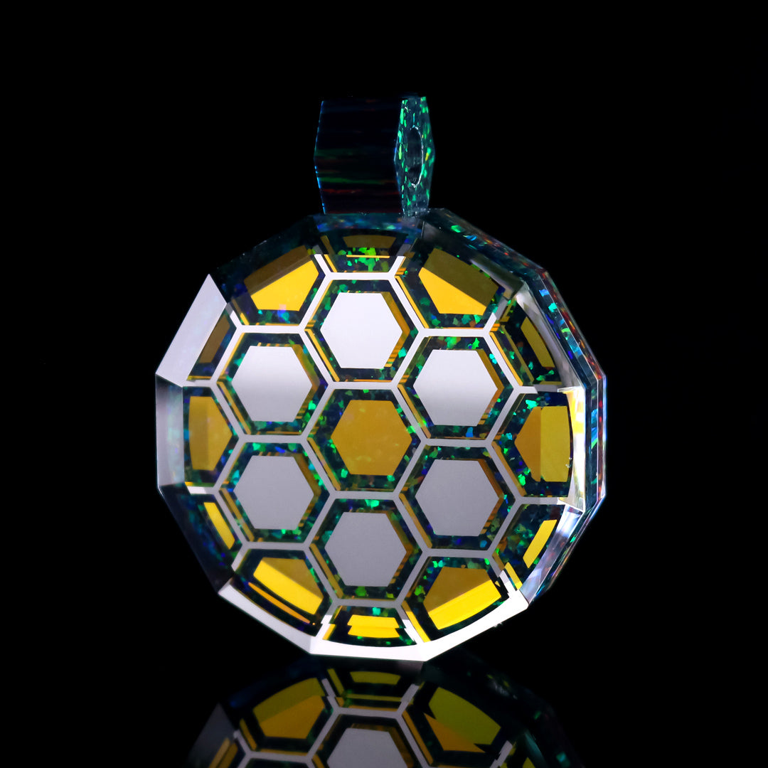 Faceted 3D Honeycomb Opal Pendant