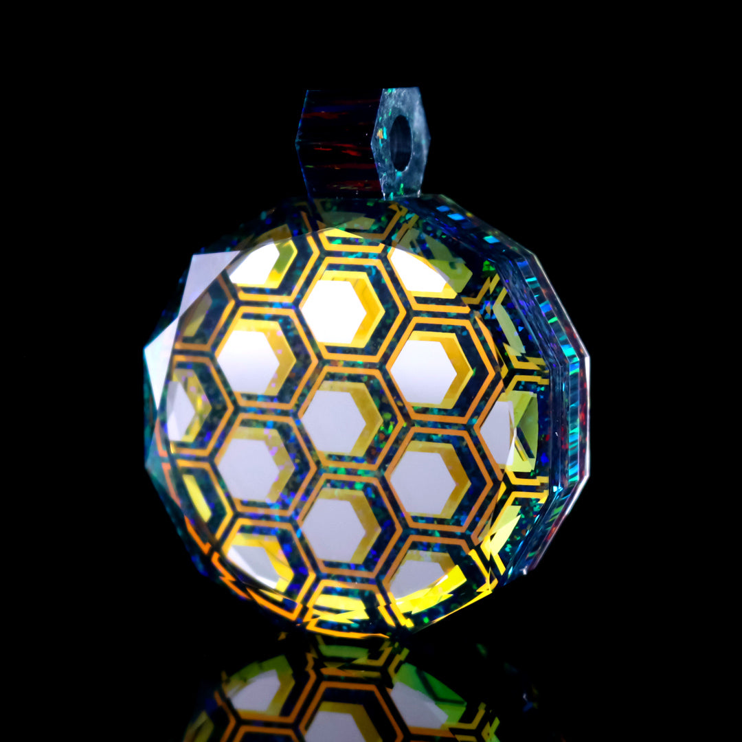 Faceted 3D Honeycomb Opal Pendant