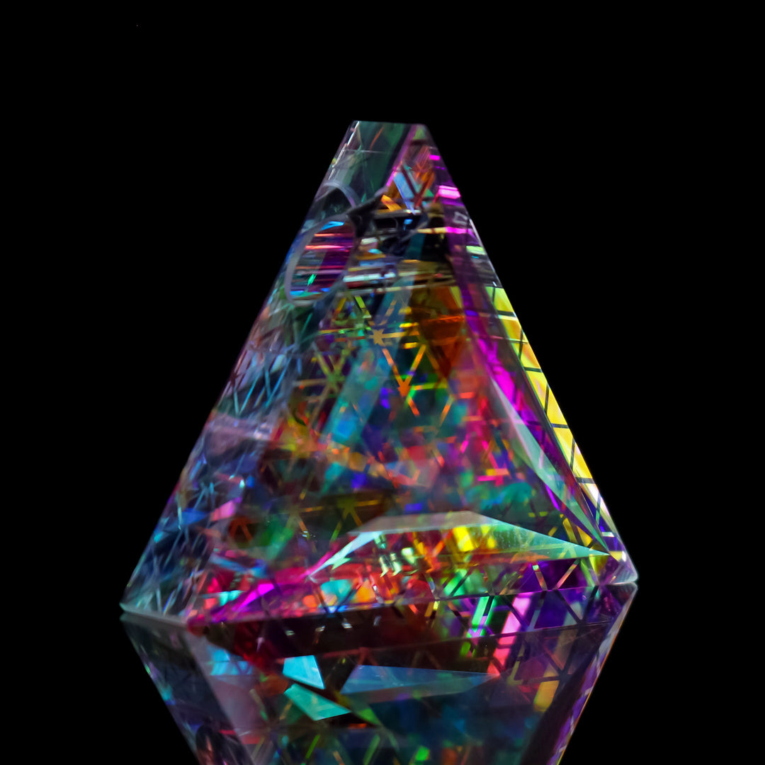 Faceted IsoGrid Triangle Opal Pendant