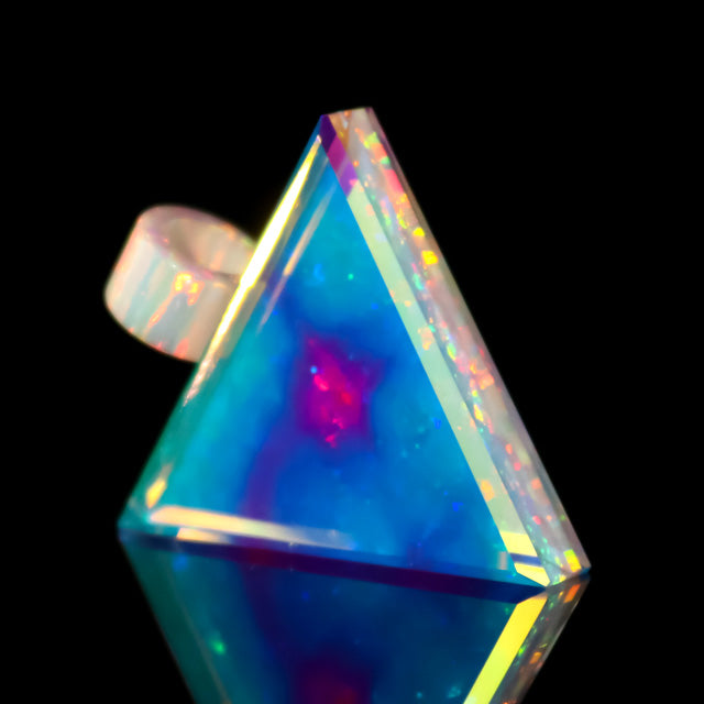 Mini Faceted Dichropal Triangle Pendant