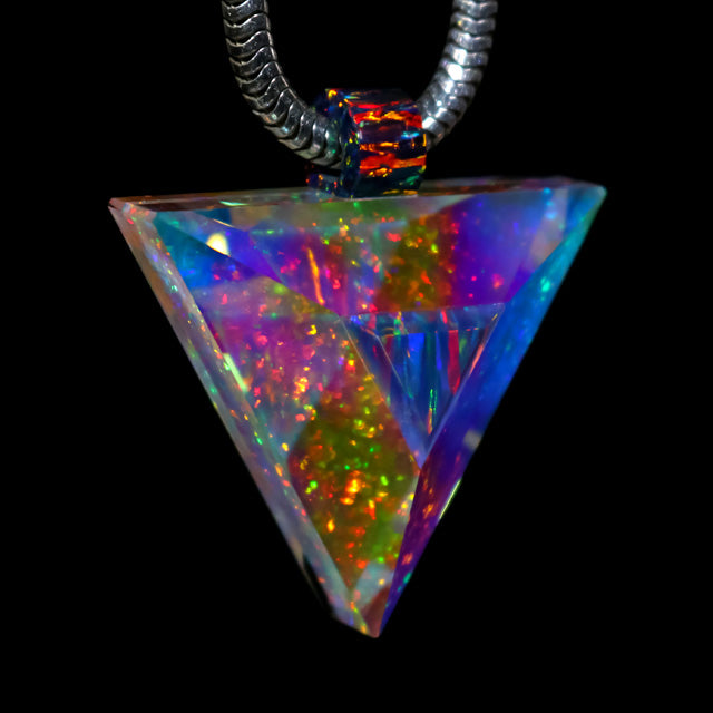 Mini Faceted Cosmic Dust Triangle Pendant