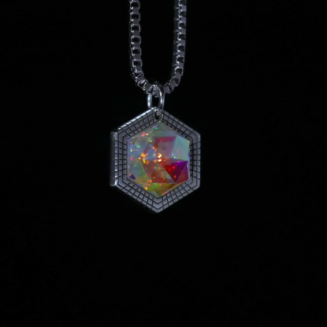 Silver Socketed Hexagon Opal Pendant