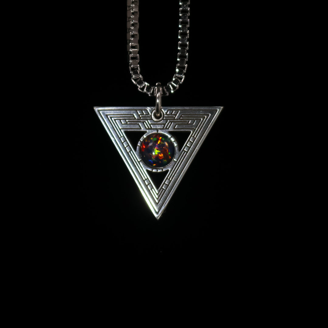 Silver Socketed Opal Triangle