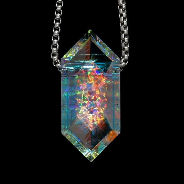 Faceted Dichro Rupee Opal Pendant