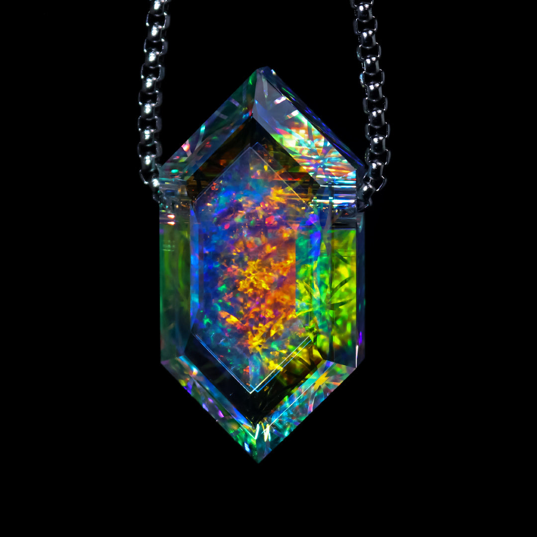 Faceted Flower of Life Rupee Opal Pendant