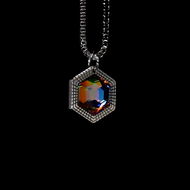 Silver Socketed Hexagon Opal Pendant