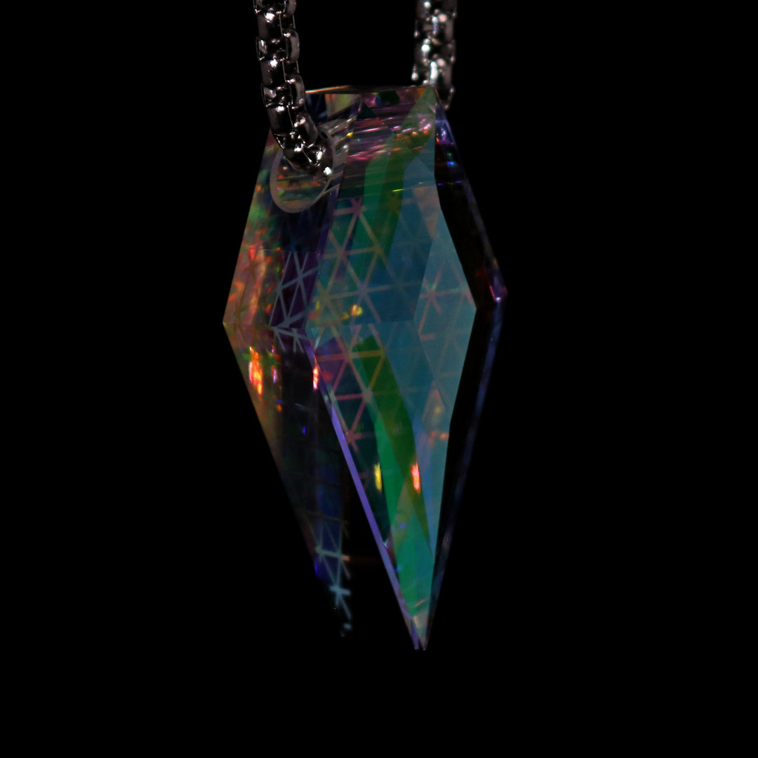 Faceted Isogrid Crystal Opal Pendant