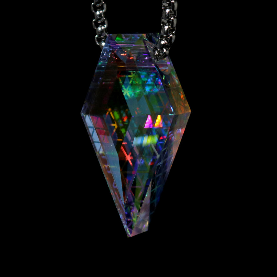 Faceted Isogrid Crystal Opal Pendant