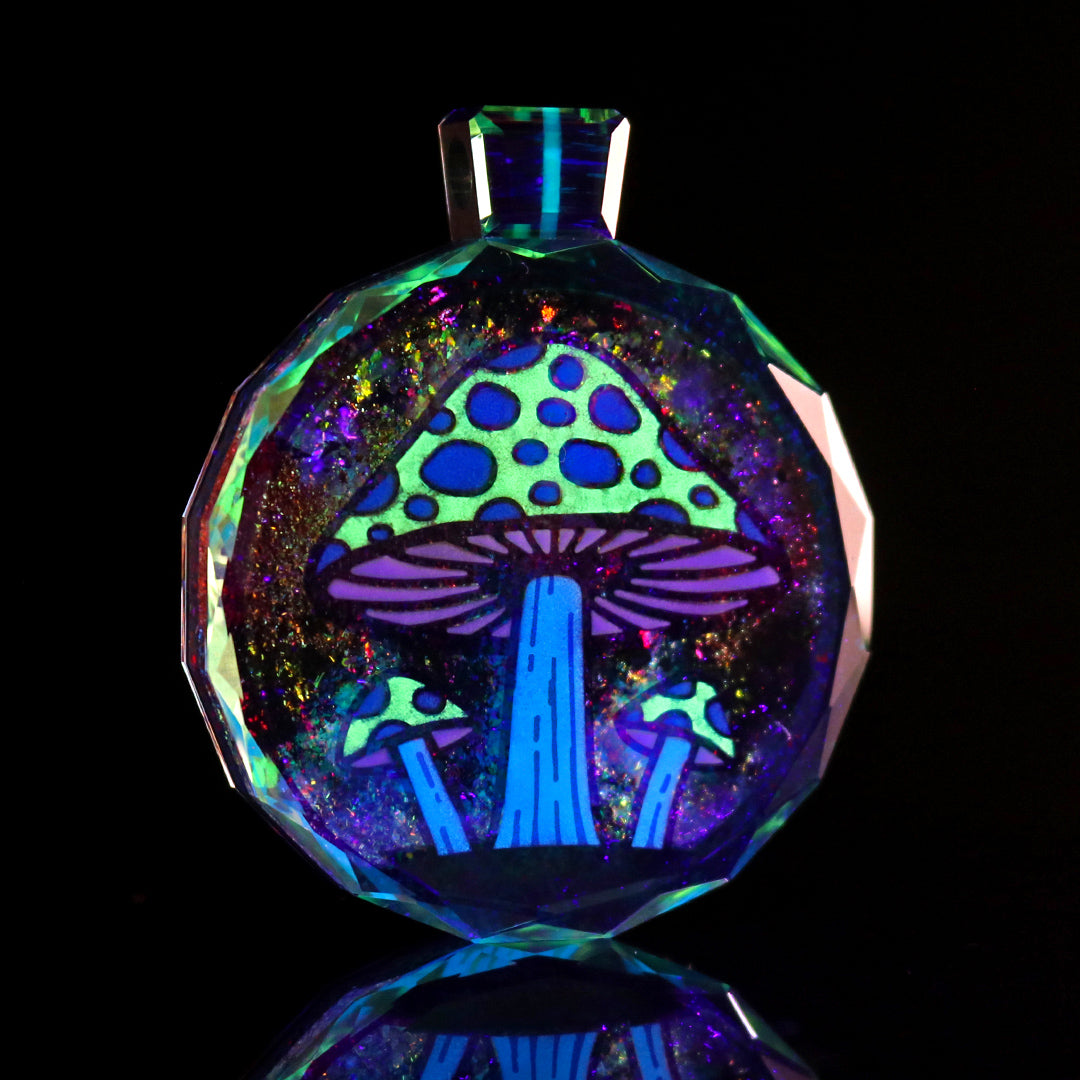 Faceted UV/Glow in the Dark Mushroom Cluster Pendant