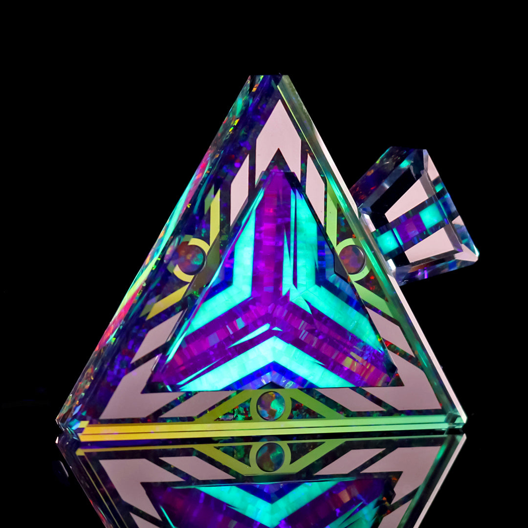 Faceted UV Opal Triangle Pendant