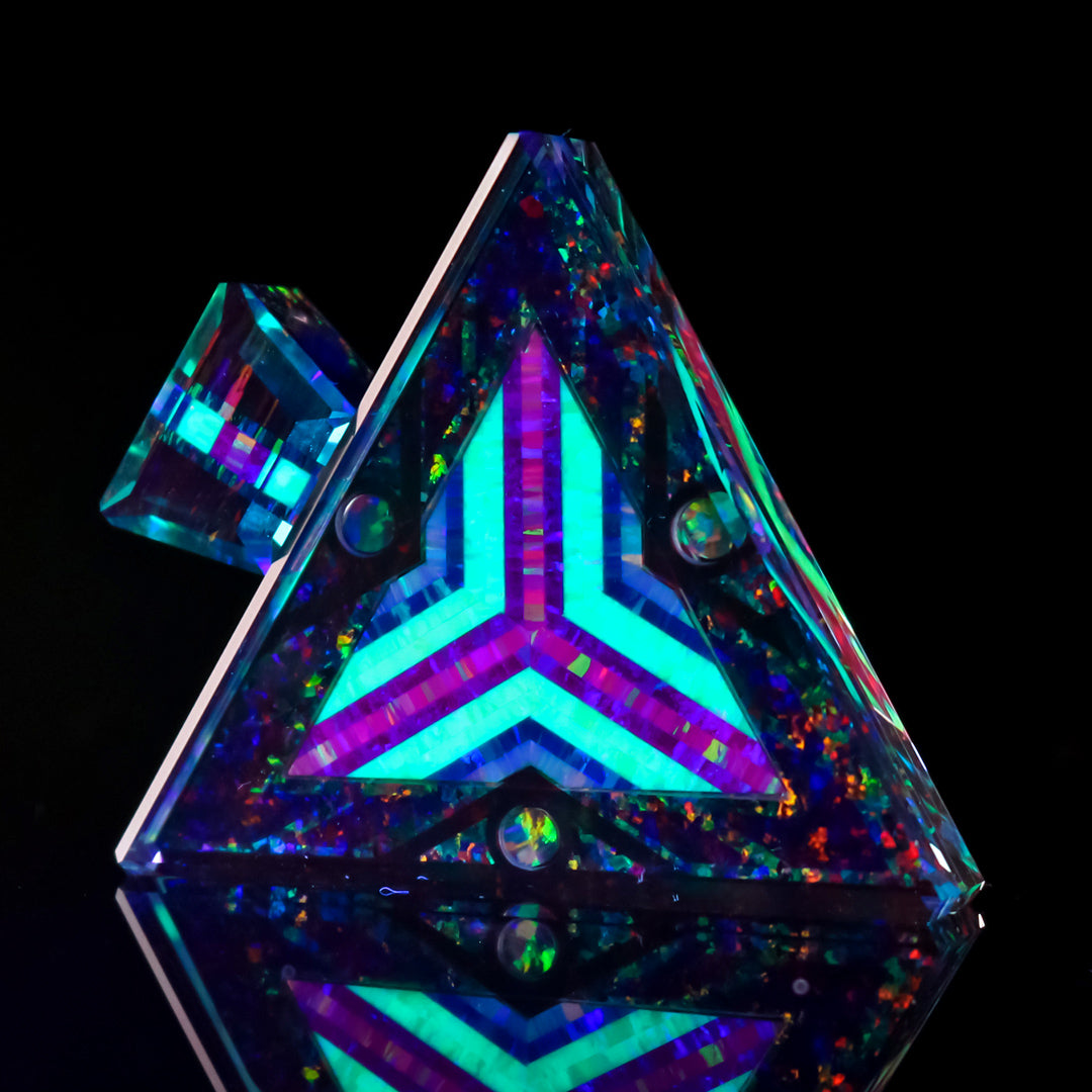 Faceted UV Opal Triangle Pendant