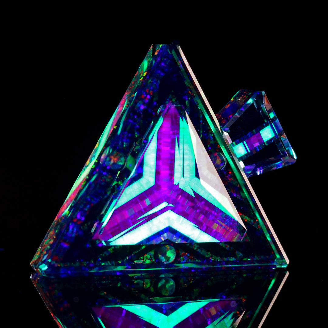 Faceted UV Opal Triangle Pendant